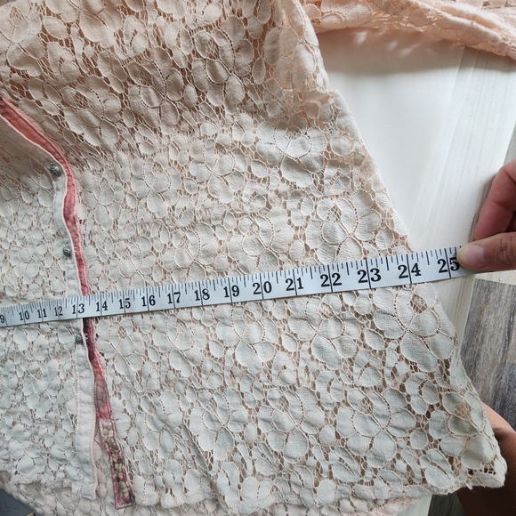 Soft Surroundings Aurelie Dip Dye Eyelet Ombre Lace Button Down Tunic Size Large - Picture 15 of 16